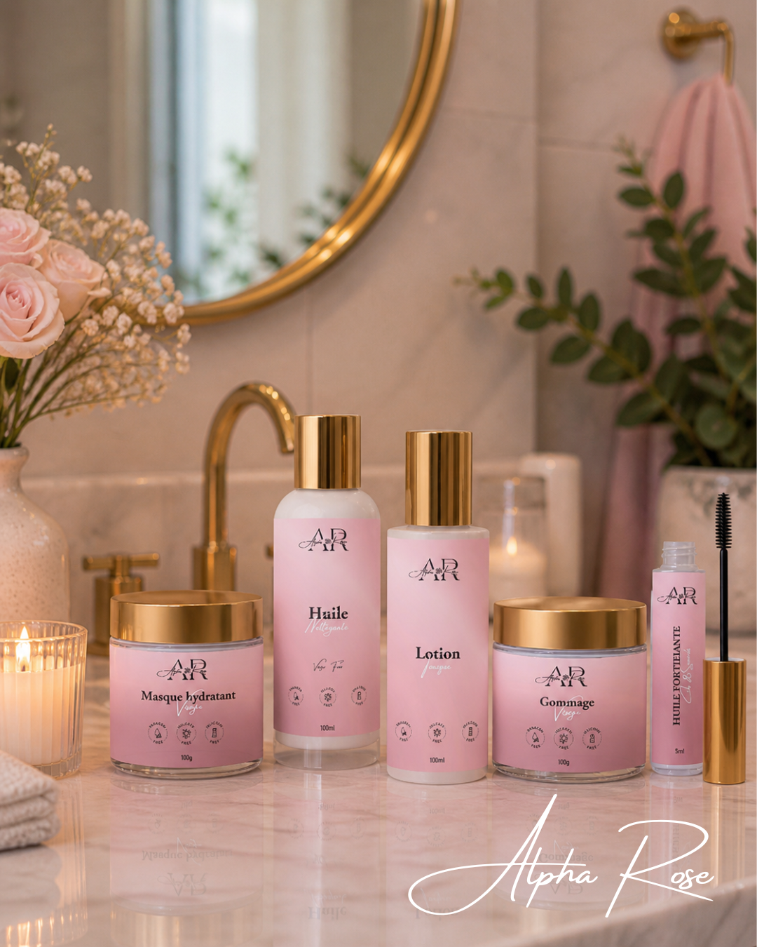Coffret Skincare 5 produits + Les Velvet Touch Pads OFFERT + Pinceau Masque Alpha Rose