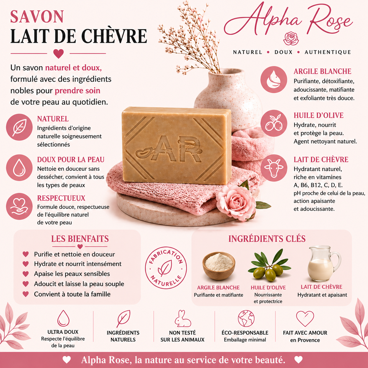 Savon au lait de chèvre Nature