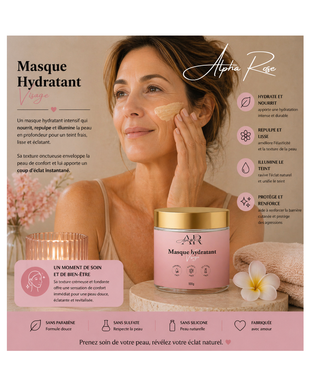 Coffret Skincare 5 produits + Les Velvet Touch Pads OFFERT + Pinceau Masque Alpha Rose