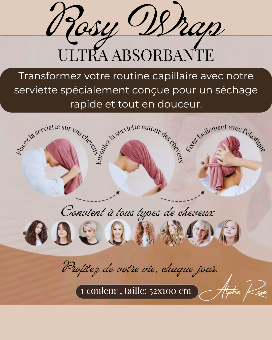 Rosy Wrap - Serviette Séchage Express