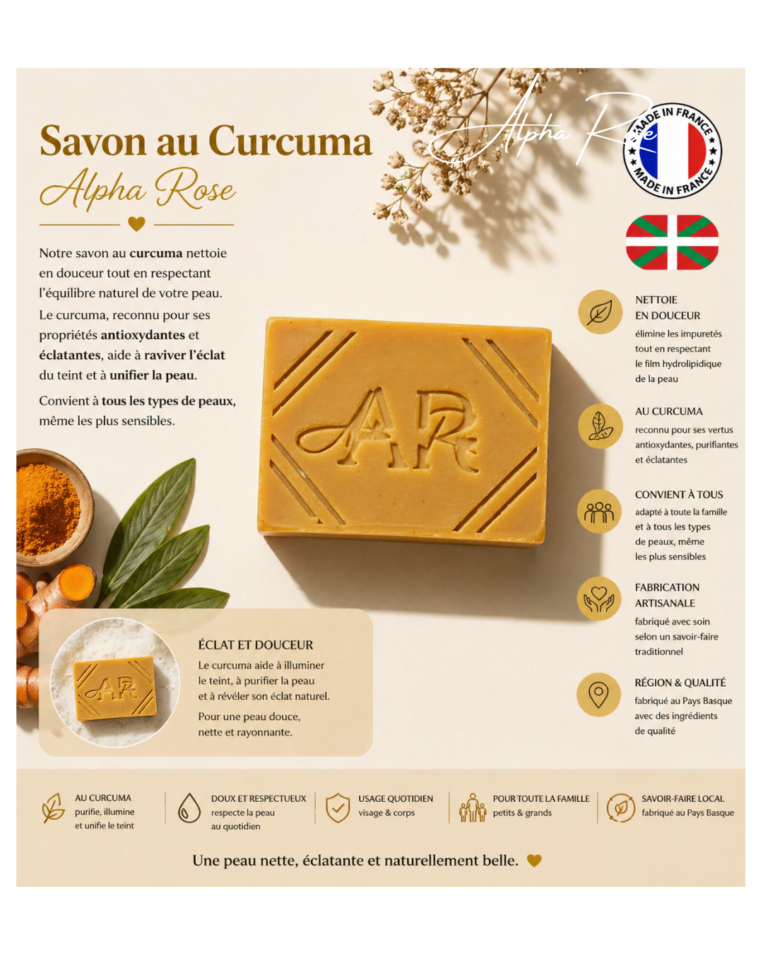 Savon au lait de chèvre Curcuma/Miel