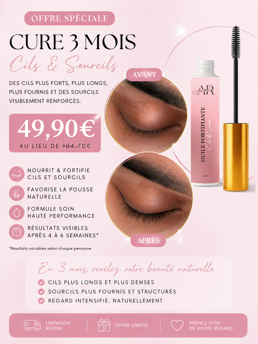 Cure 3 mois Cils & Sourcils Huile Fortifiante