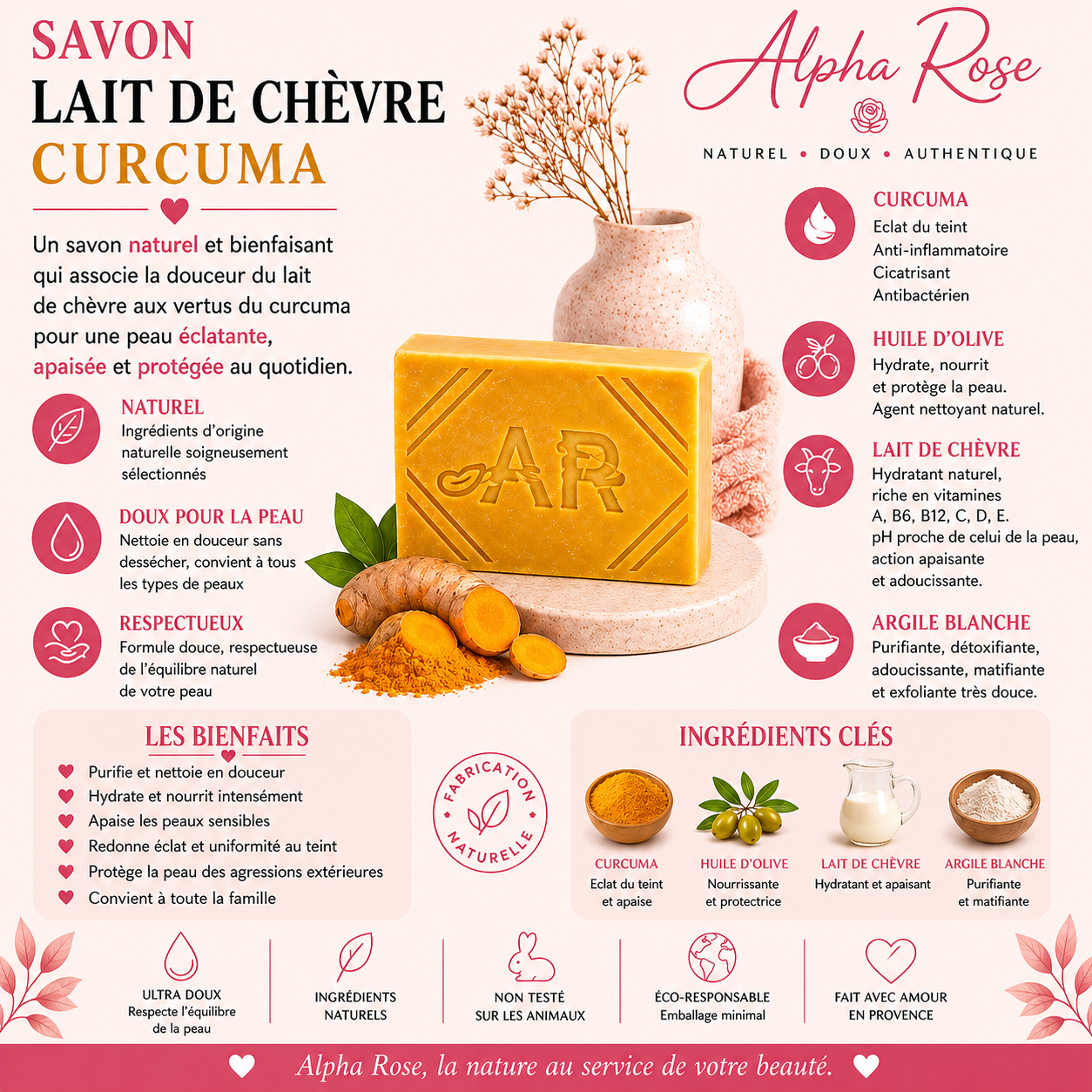 Savon au lait de chèvre Curcuma/Miel