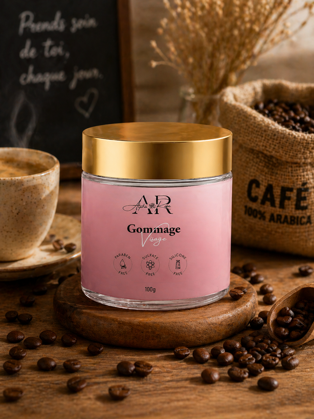 Gommage visage aux grains de café