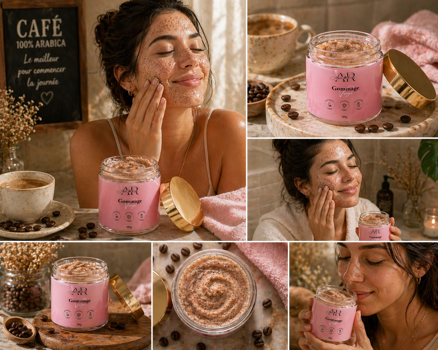 Gommage visage aux grains de café